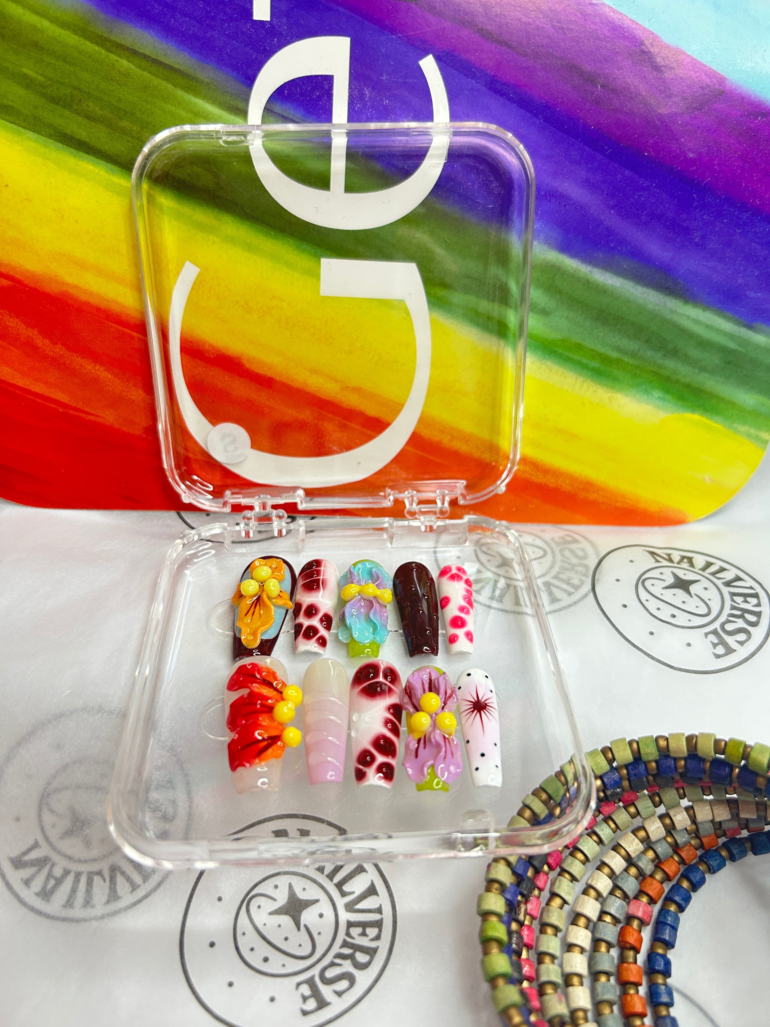 Color Pop Candy Press-On Nails | Playful 3D Jelly Art & Bold Colors | Handmade Glossy Set