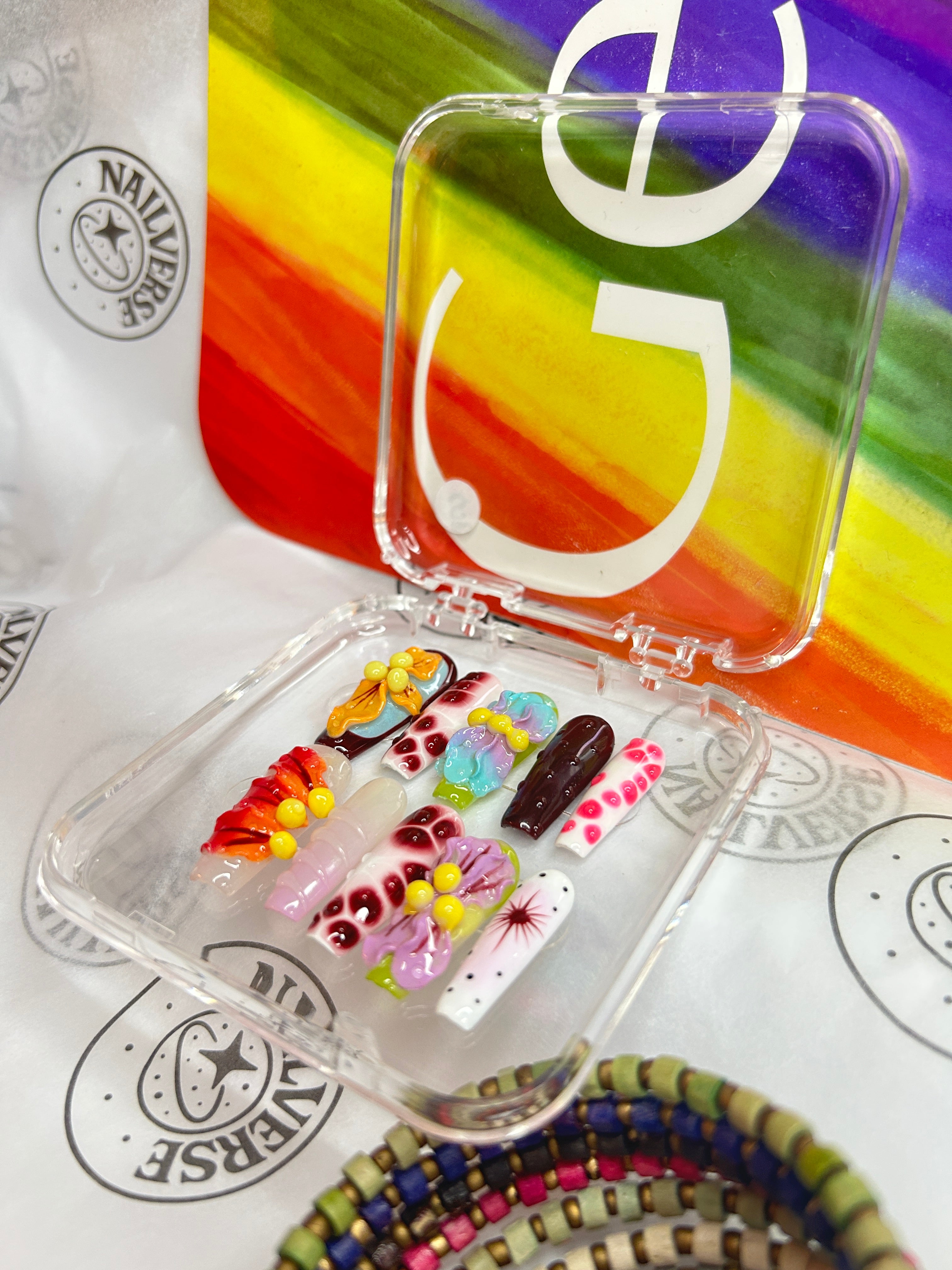 Color Pop Candy Press-On Nails | Playful 3D Jelly Art & Bold Colors | Handmade Glossy Set