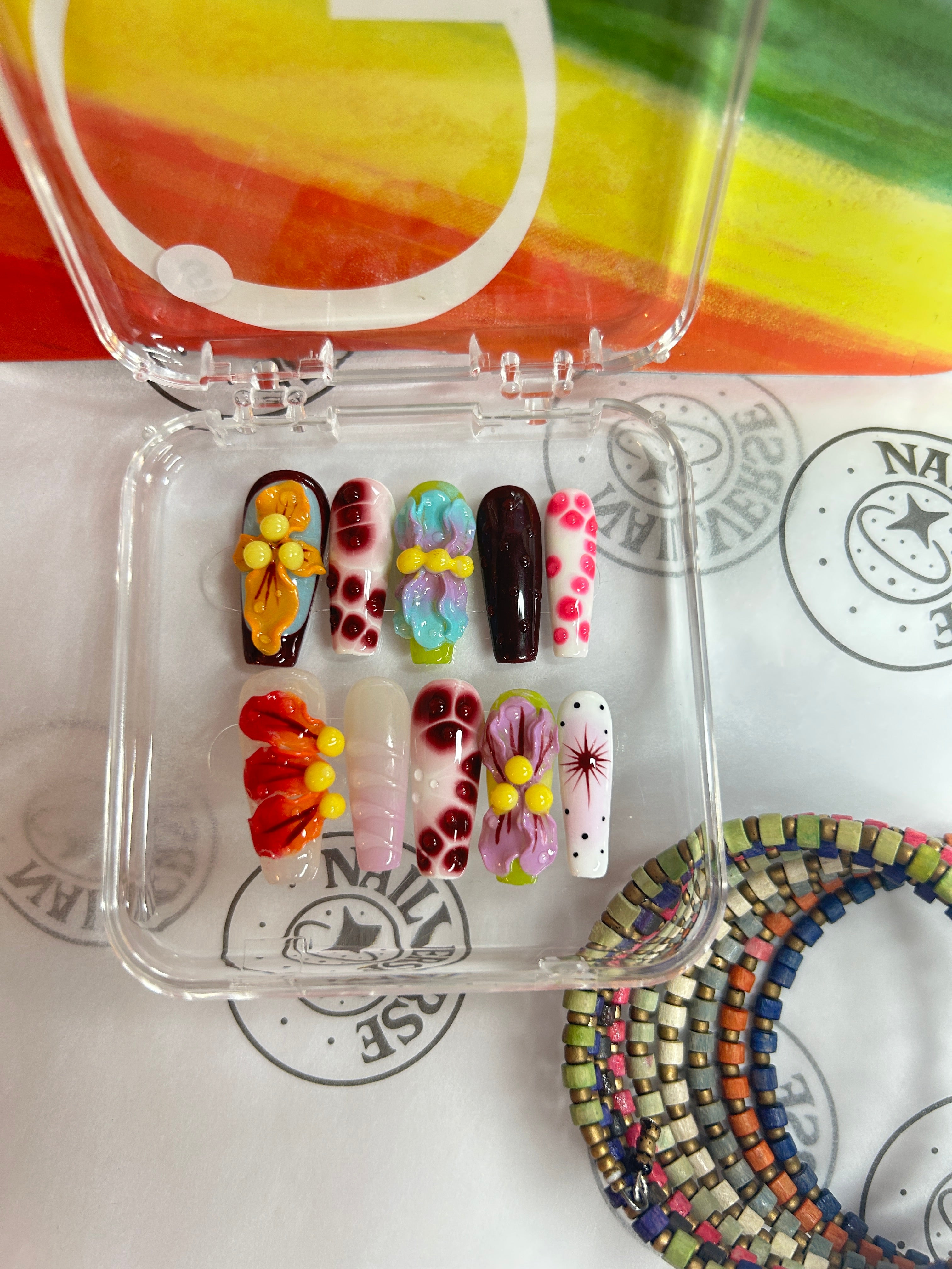 Color Pop Candy Press-On Nails | Playful 3D Jelly Art & Bold Colors | Handmade Glossy Set