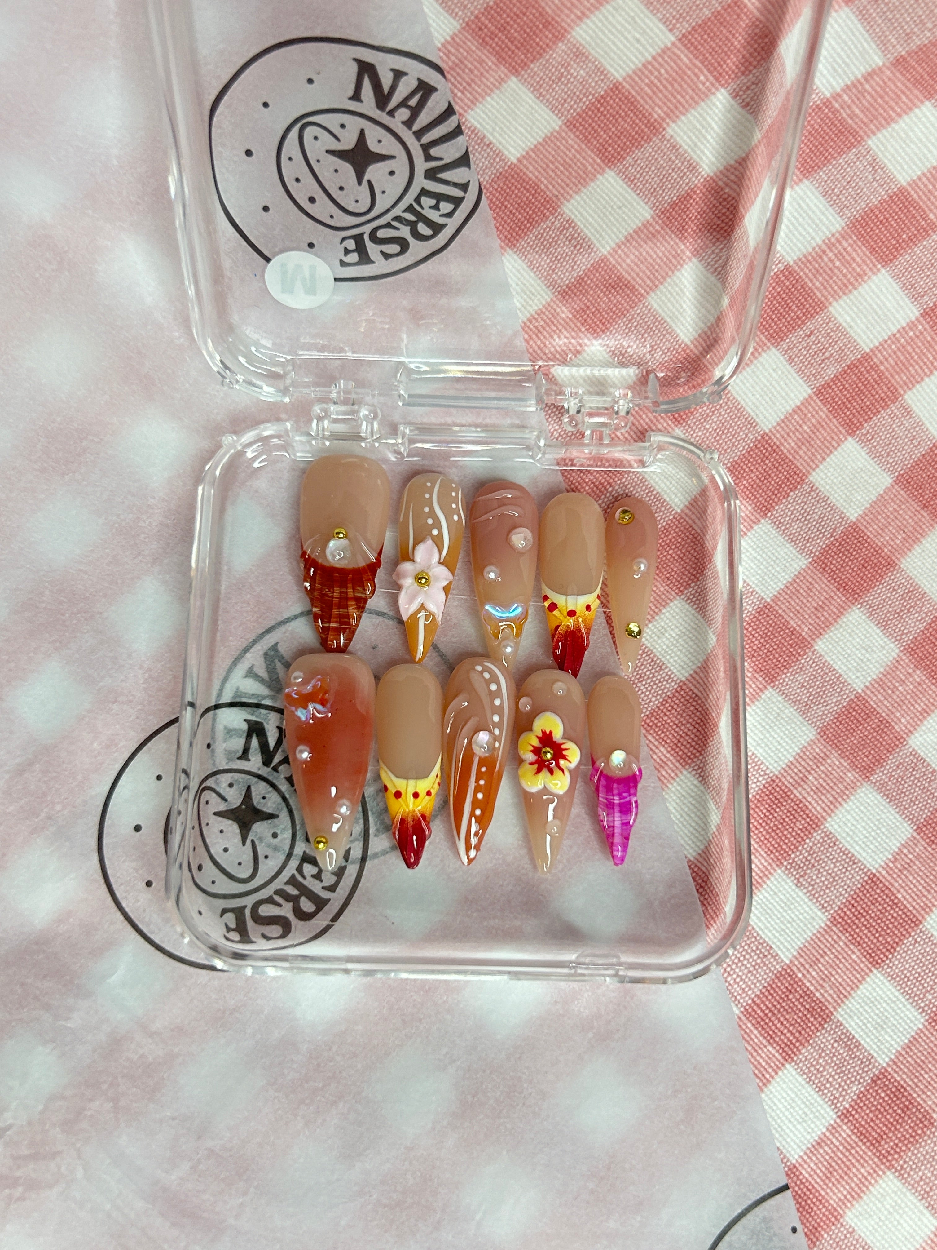 Amber Blossom Jelly Almond Press-On Nail Set