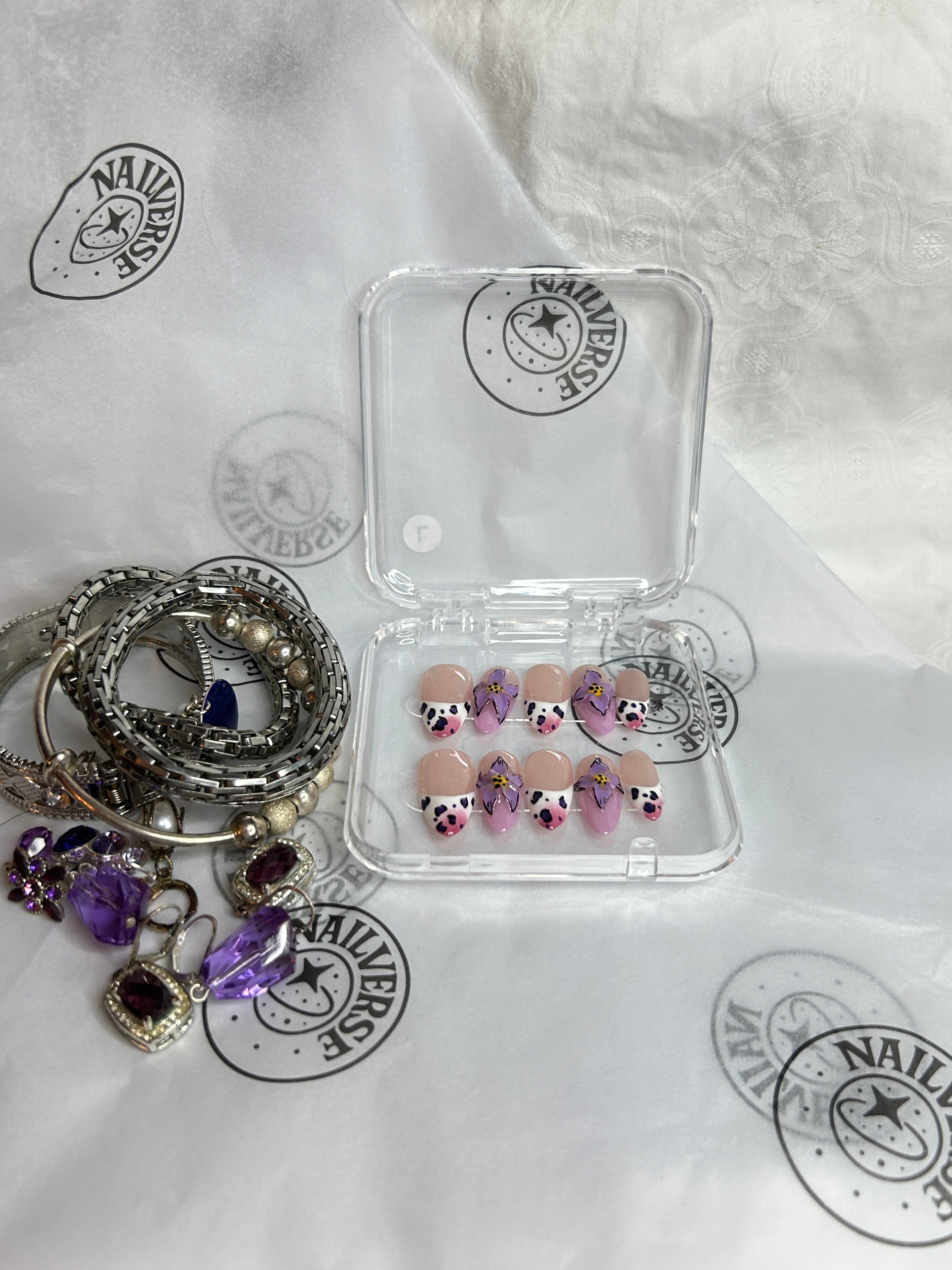 Blush Petal Elegance – Handmade Floral Press-On Nails